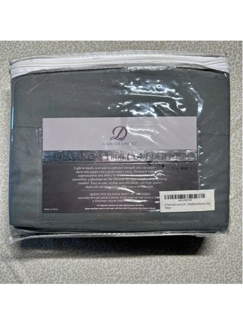 Danjor Linens Platinum 1800 Collection queen 6-piece sheet set gray NIP